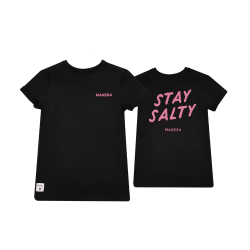 Damska koszulka MANERA czarna z napisem STAY SALTY 22247-1000-B-S